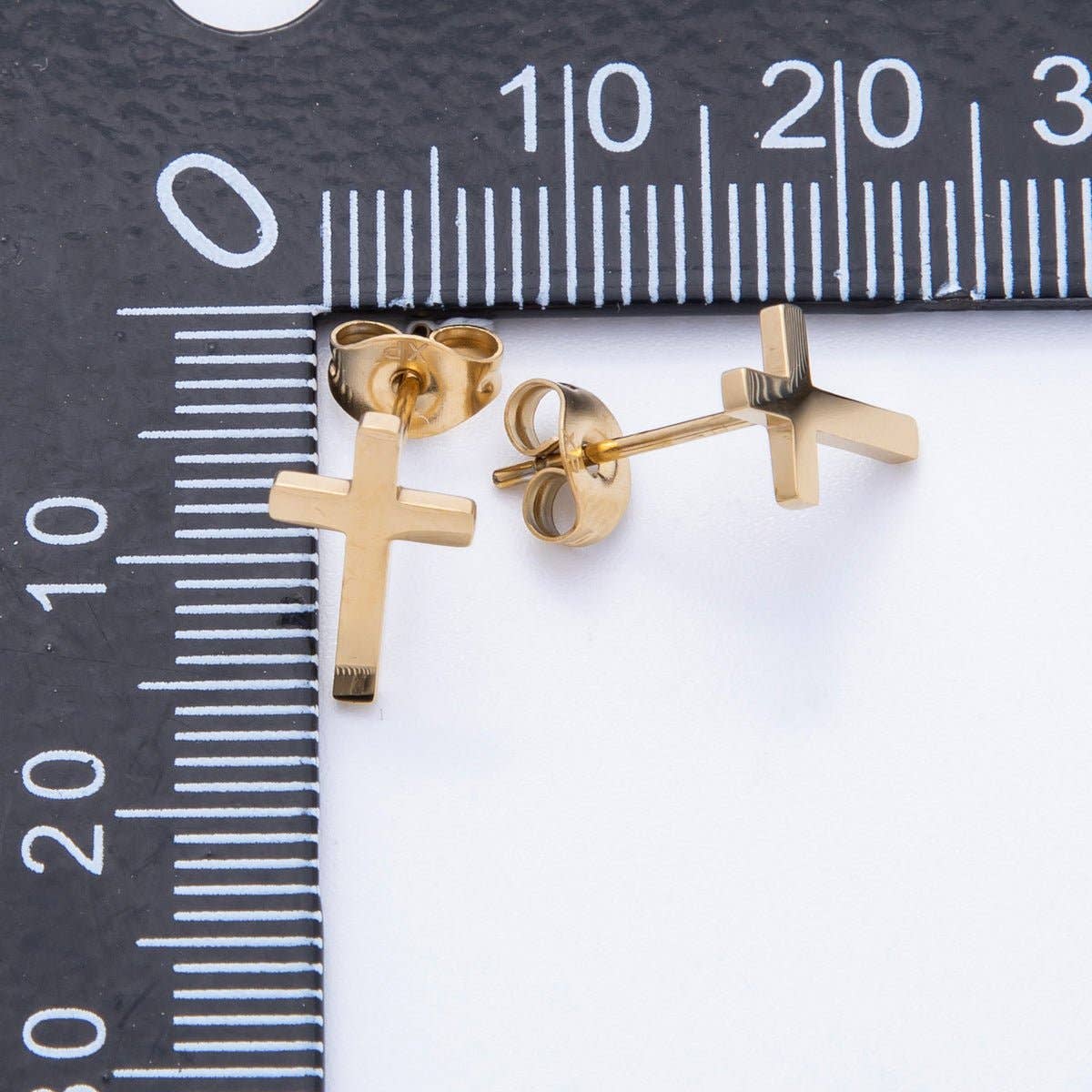 18K Gold Stainless Steel Minimalist Cross Stud Earrings
