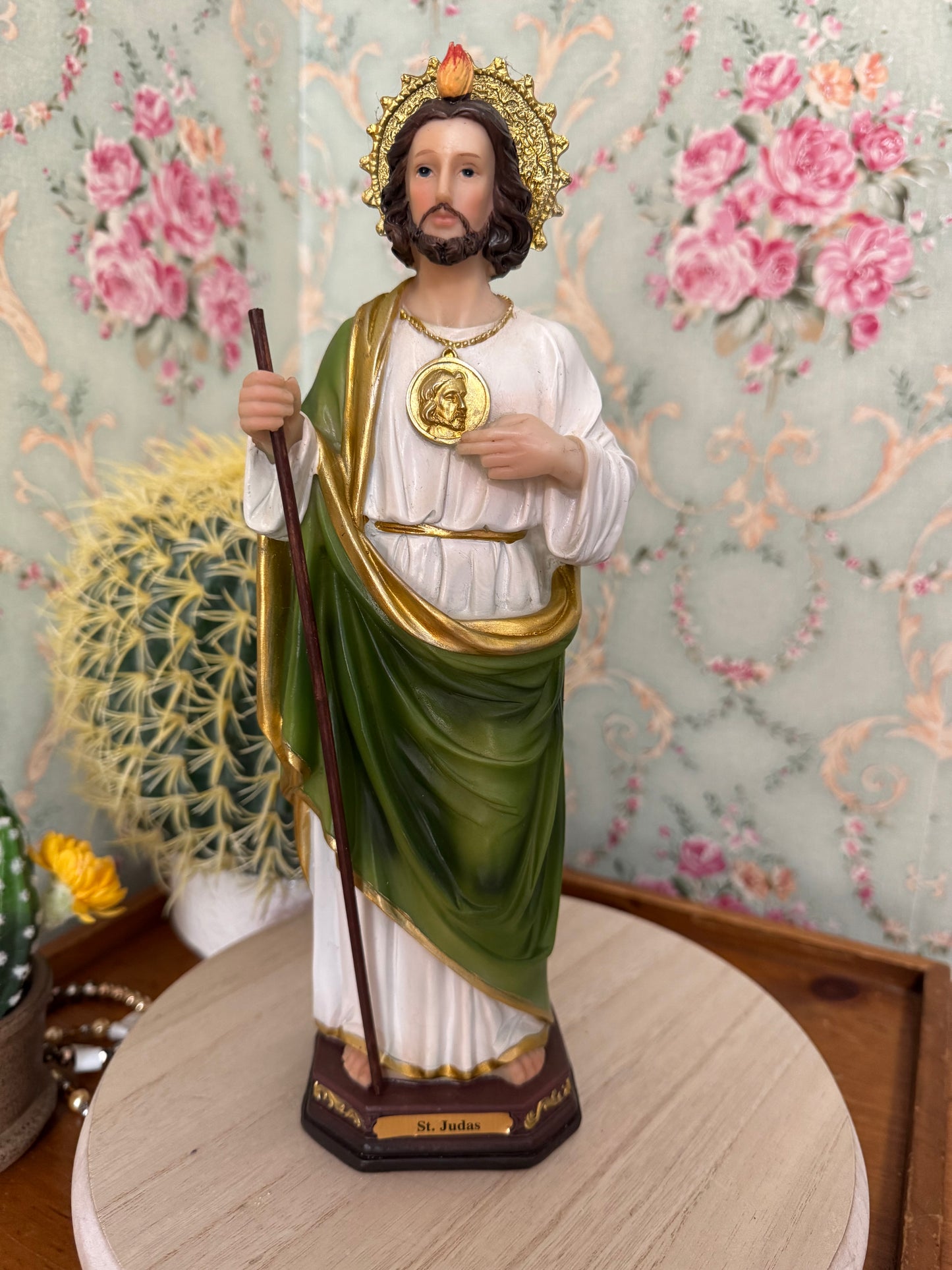 12" Handpainted St. Jude Resin Statue
