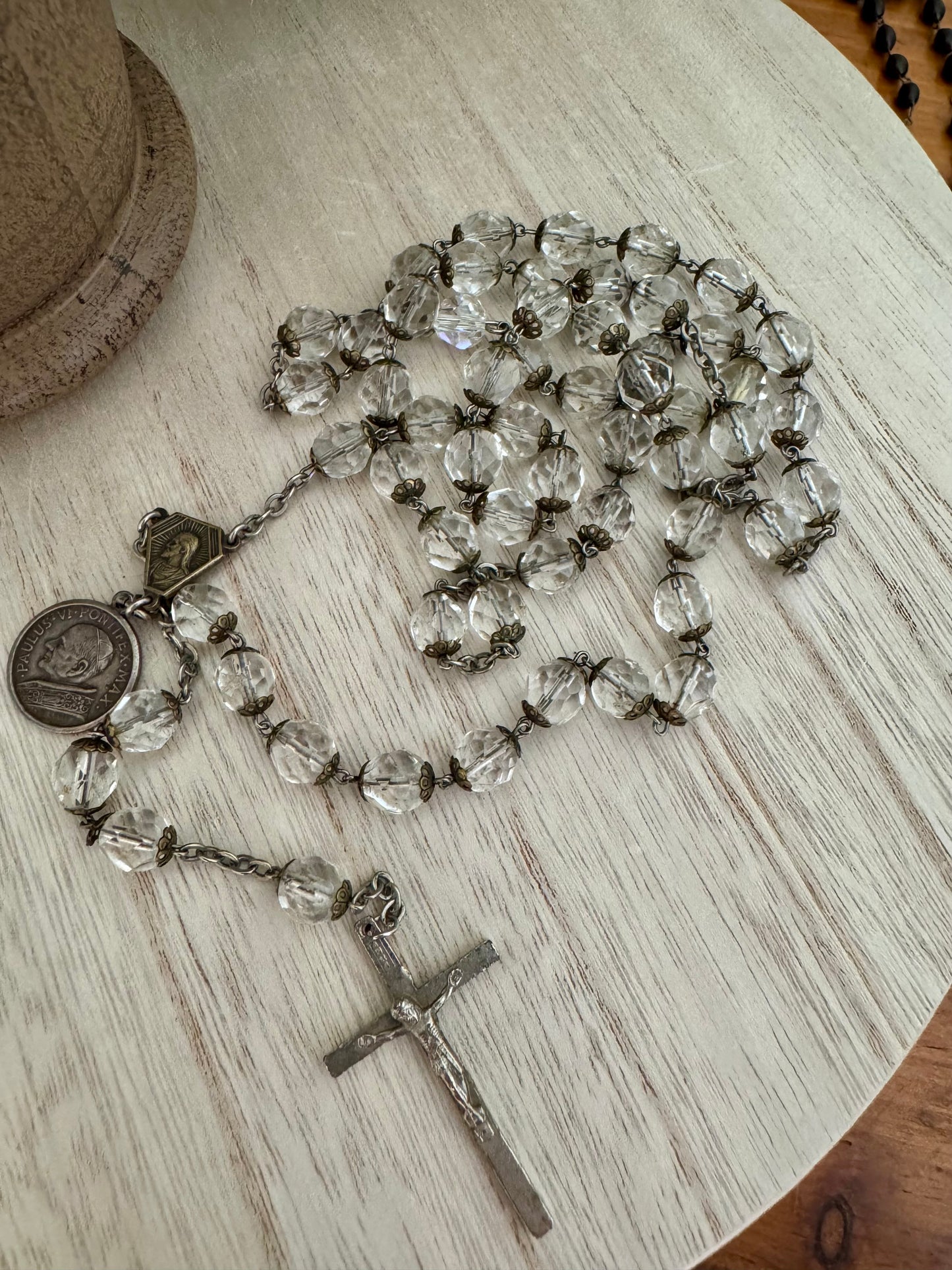 Vintage Italian Rosary – Crystal-Like Beads – 22"