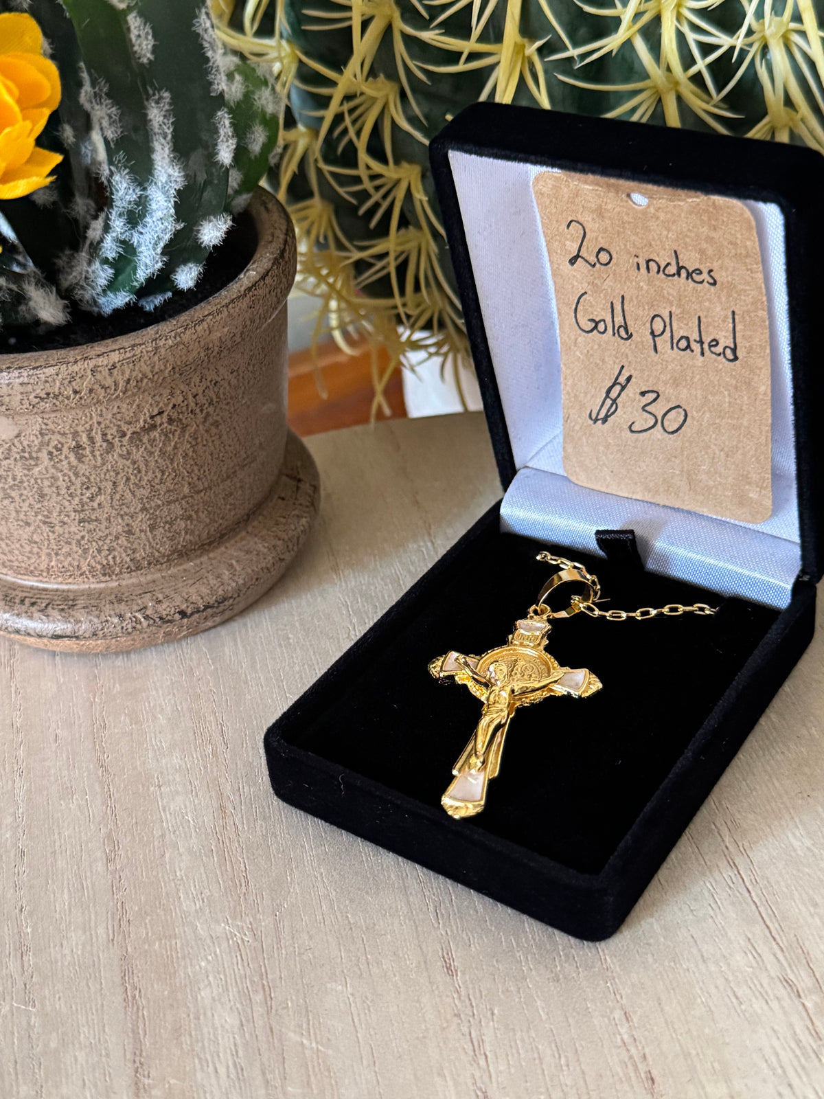 Gold Brazilian Crucifix Pendant Necklace