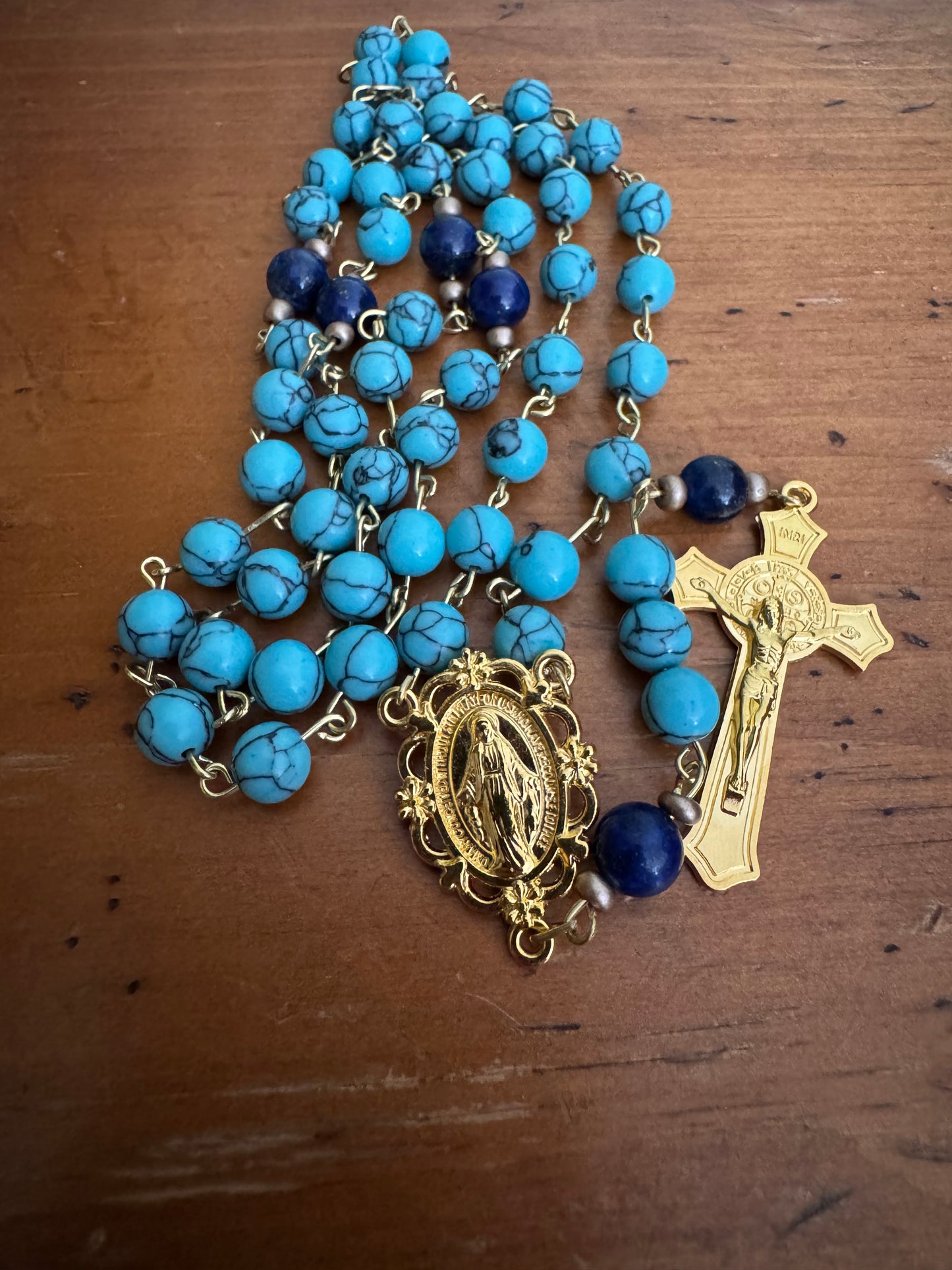 Handmade Blue Turquoise Gemstone Rosary
