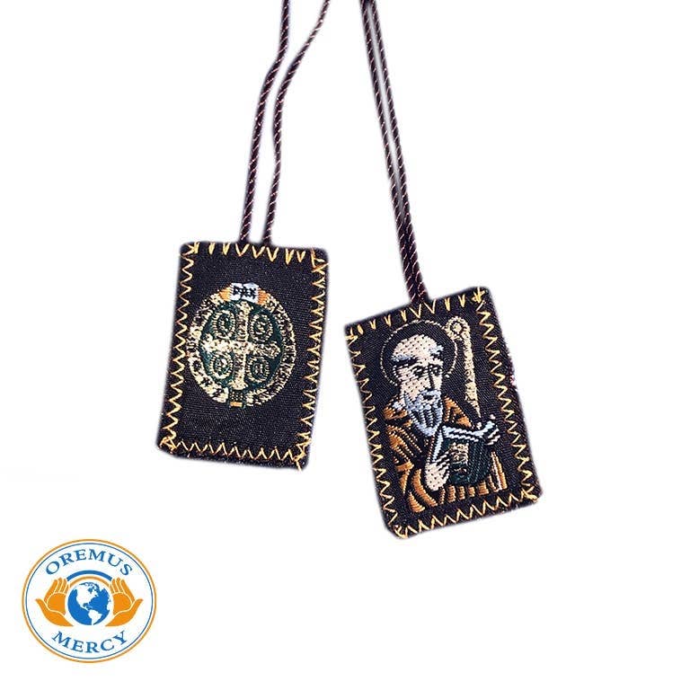 Handcrafted Brown Scapular with St. Benedict – Catholic Scapular & Faith Gift