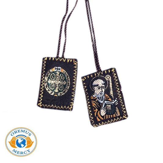 Handcrafted Brown Scapular with St. Benedict – Catholic Scapular & Faith Gift