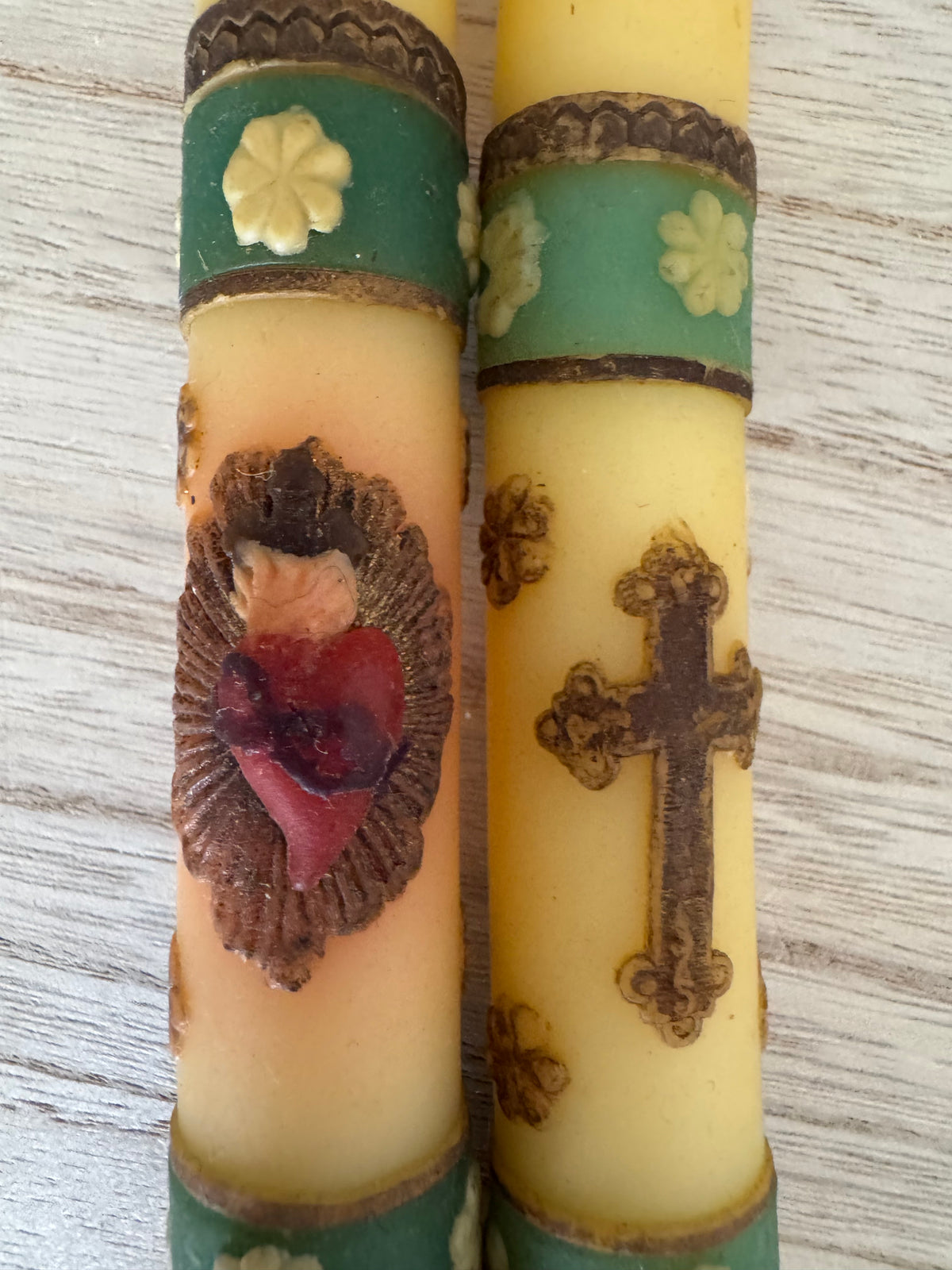 Vintage 9.5" Catholic Sacred Heart Candle, Vintage Religious Candle