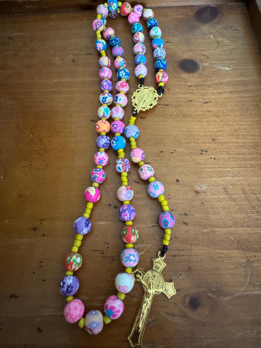 Handmade Strung Polymer Clay Rosary 10mm beads (V1)
