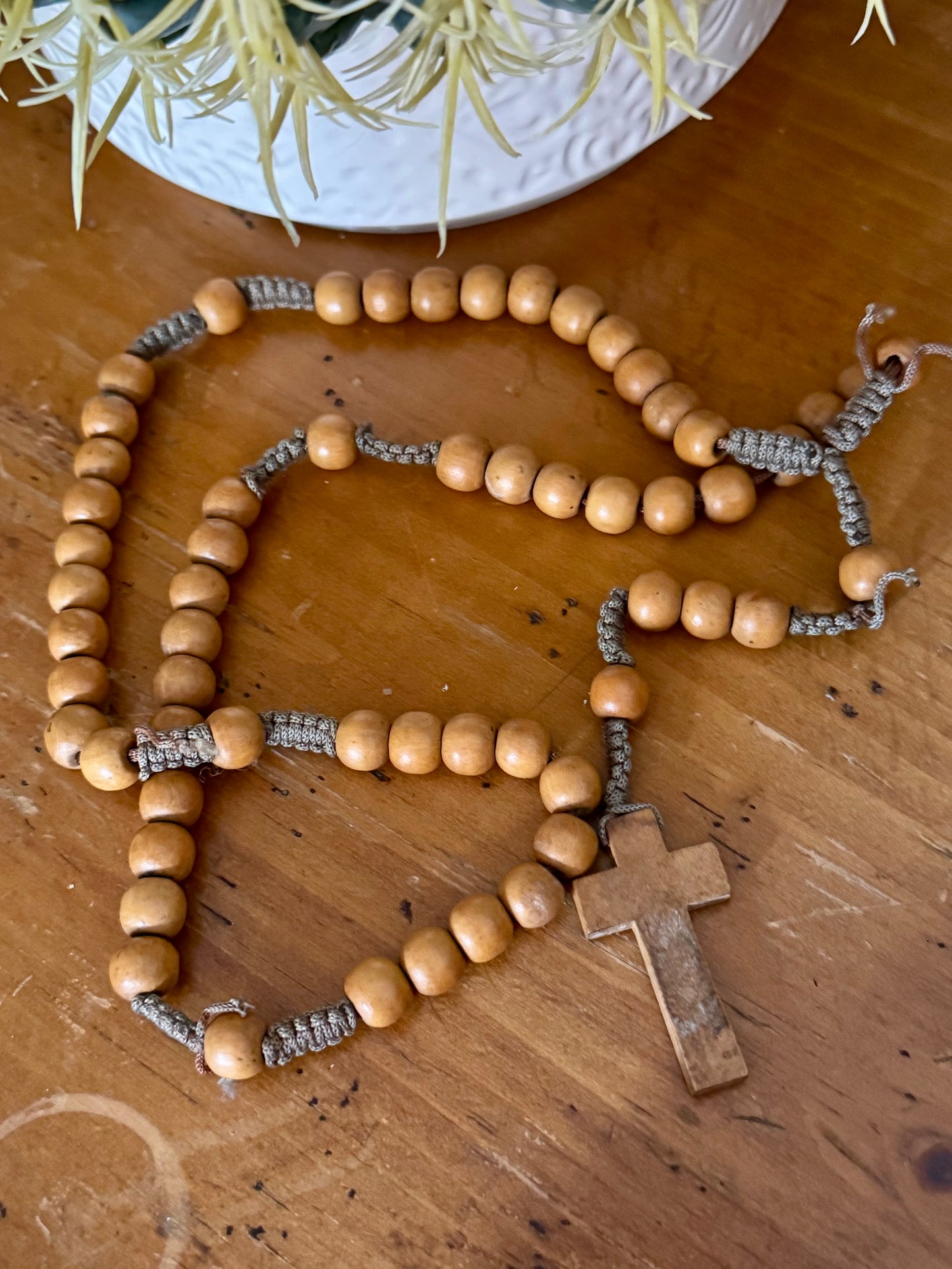 Vintage Wooden Rosary – 18.5 Inch