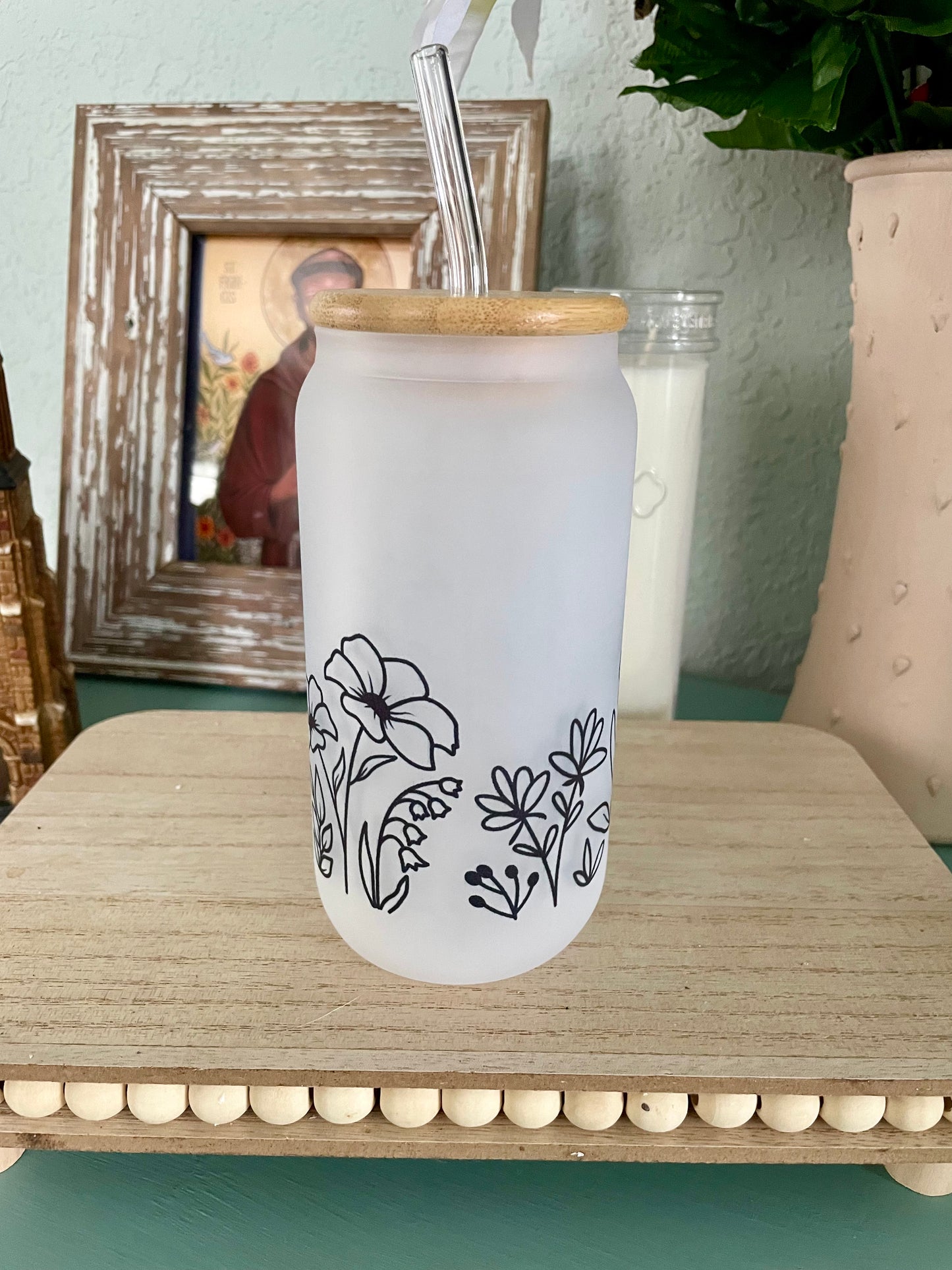 Unbelievably Blessed 16oz Glass with Bamboo Lid