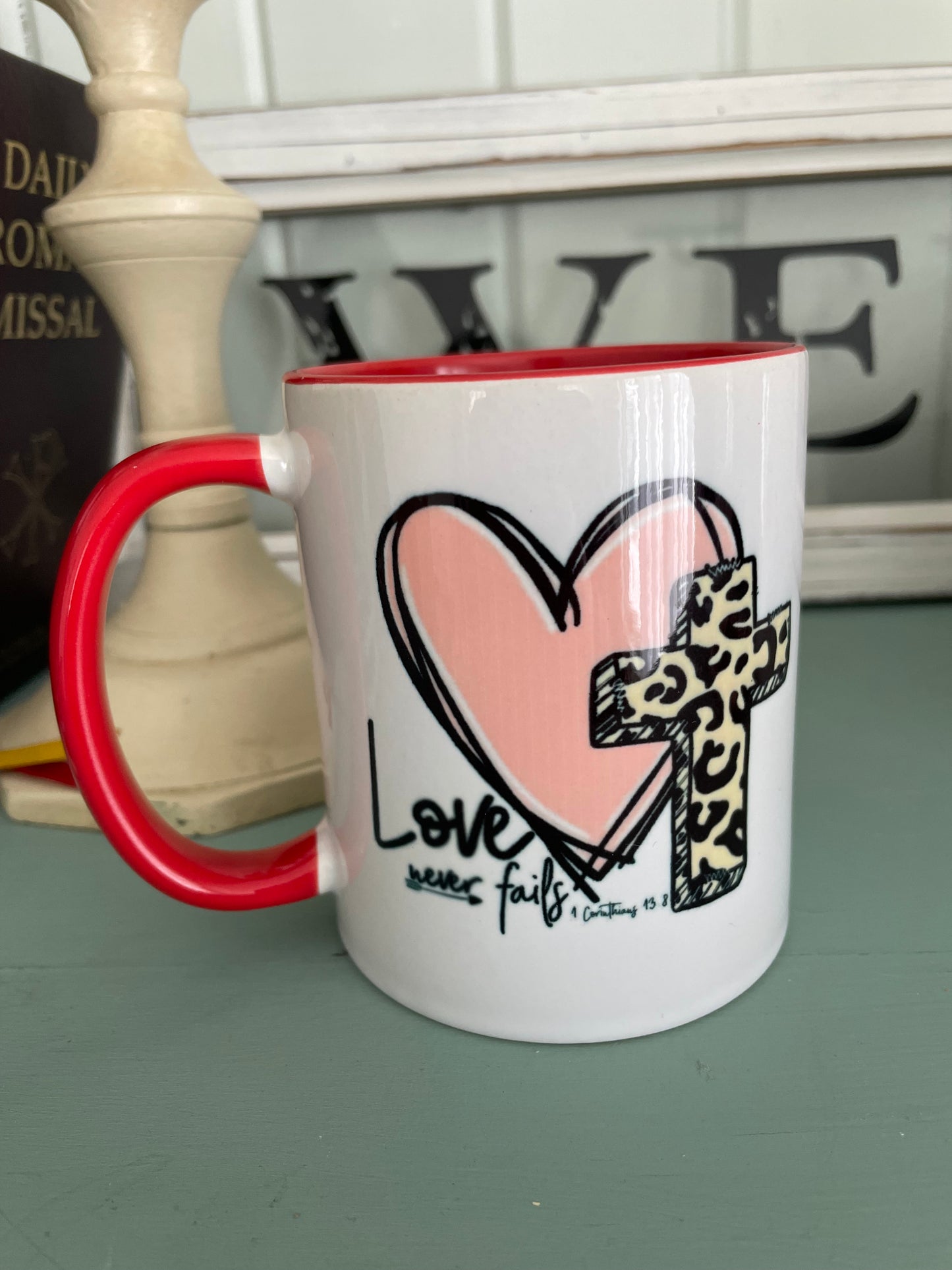 "Love Never Fails" 15oz Coffee Mug – A Heartfelt Gift