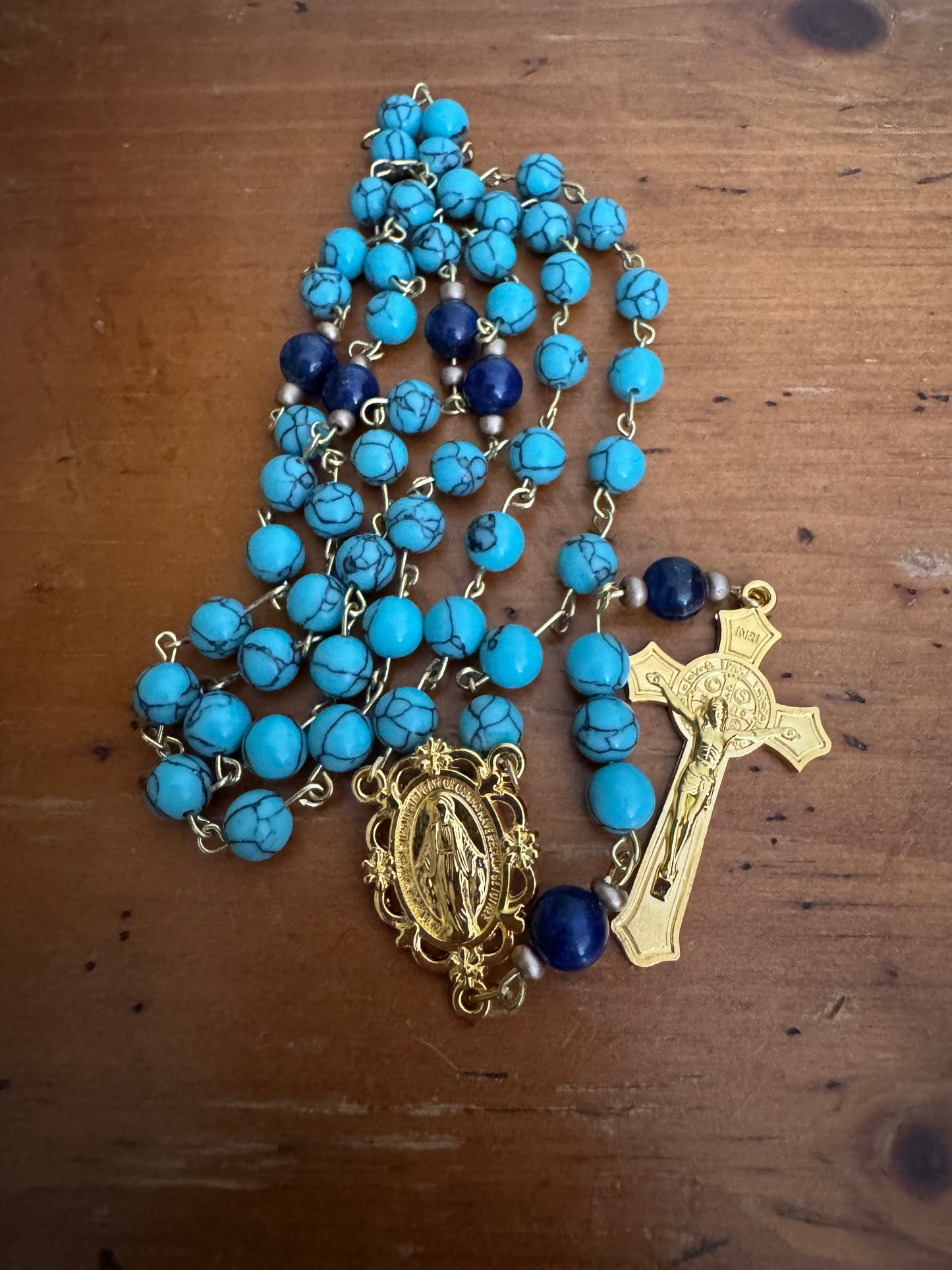 Handmade Blue Turquoise Gemstone Rosary