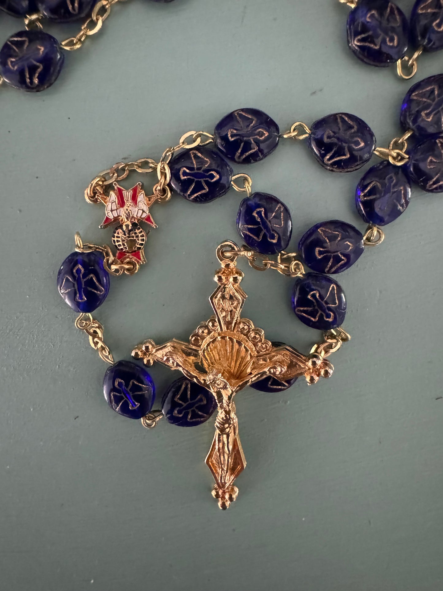 Blue & Gold Holy Spirit Rosary KoC