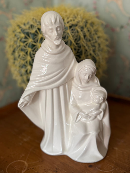 Vintage Milk Glass Holy Family Statue with Infant Jesus