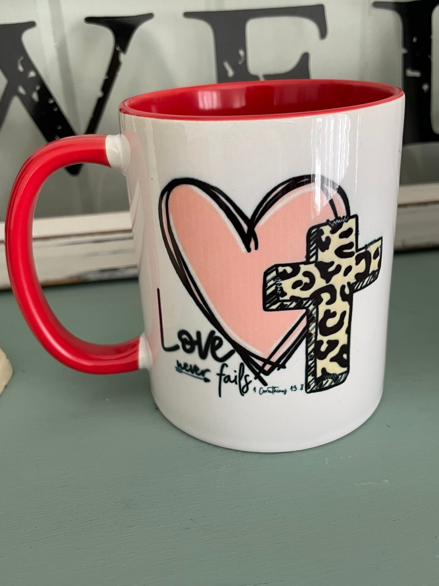 "Love Never Fails" 15oz Coffee Mug – A Heartfelt Gift