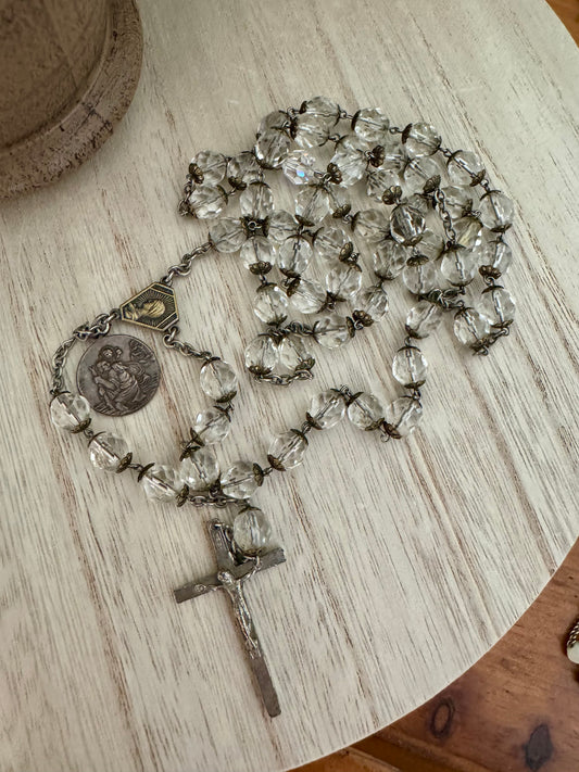 Vintage Italian Rosary – Crystal-Like Beads – 22"