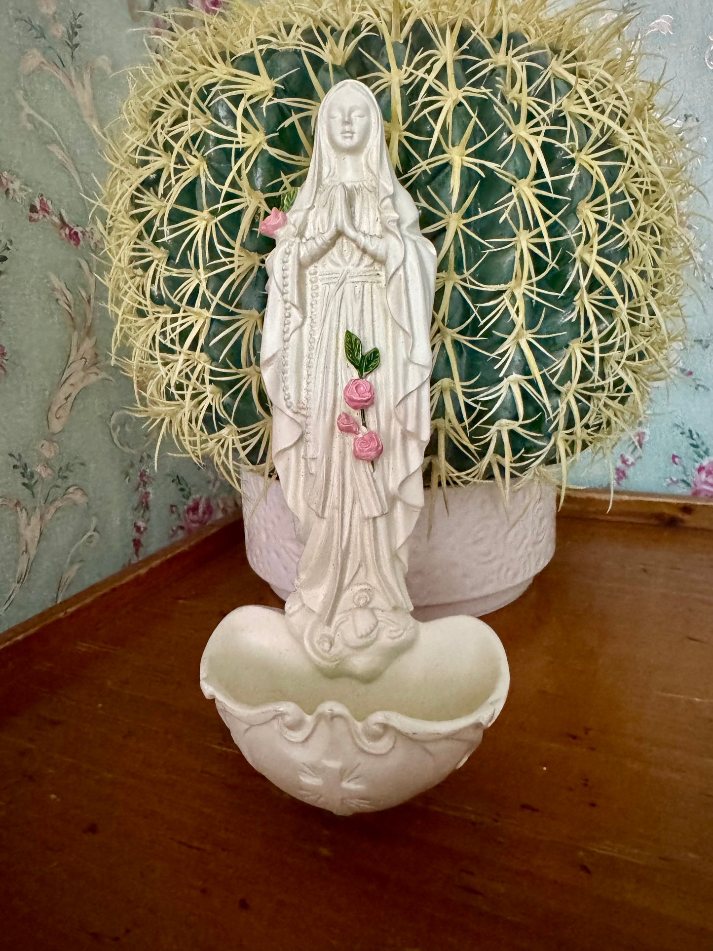 Vintage Mother Mary Holy Water Font