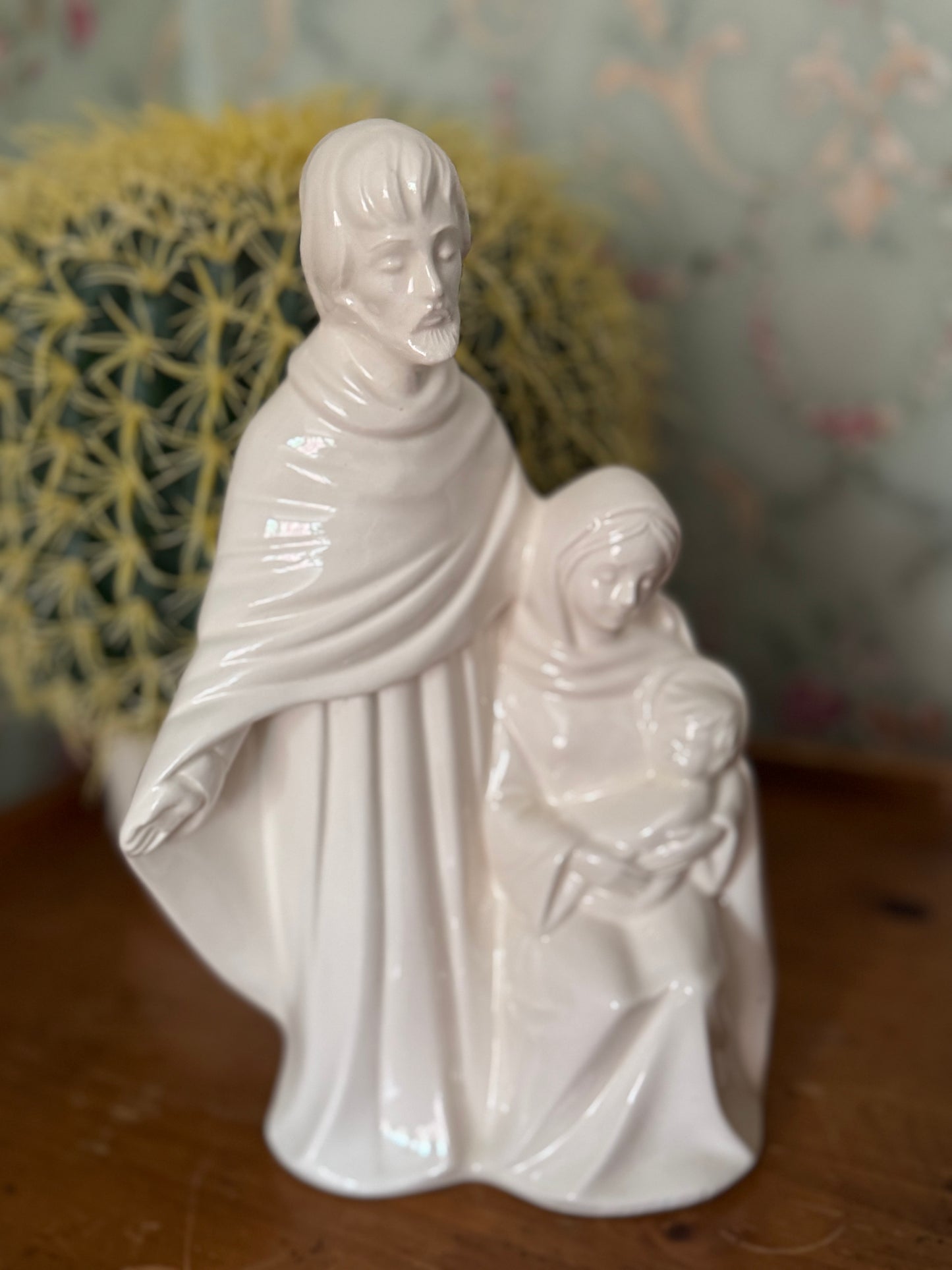Vintage Milk Glass Holy Family Statue with Infant Jesus