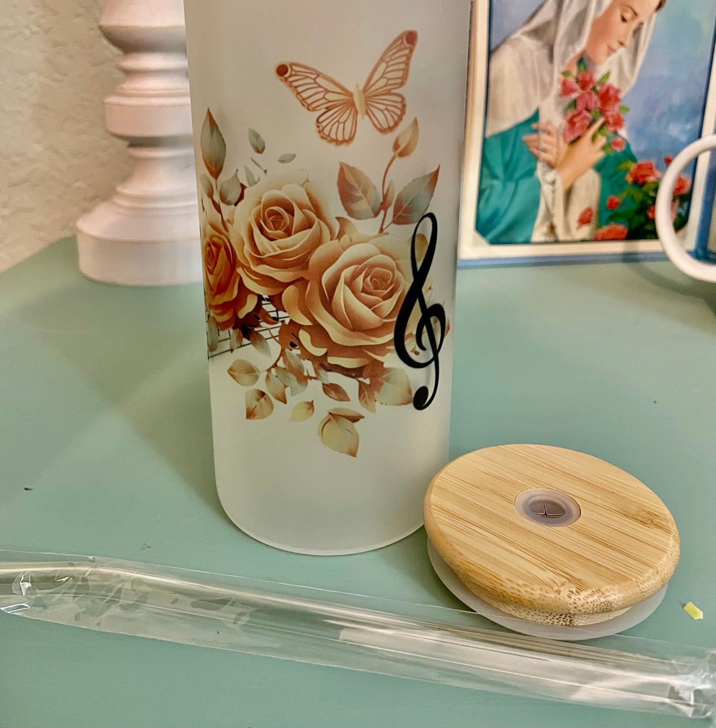 When Words Fail Music Speaks 20oz Frosted Glass with Bamboo Lid