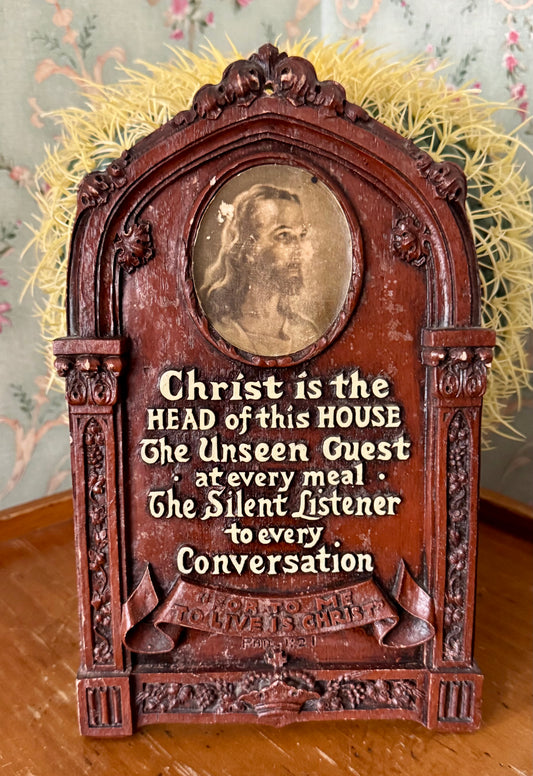 Vintage Wooden Christ Is the Head of This House Wall Decor