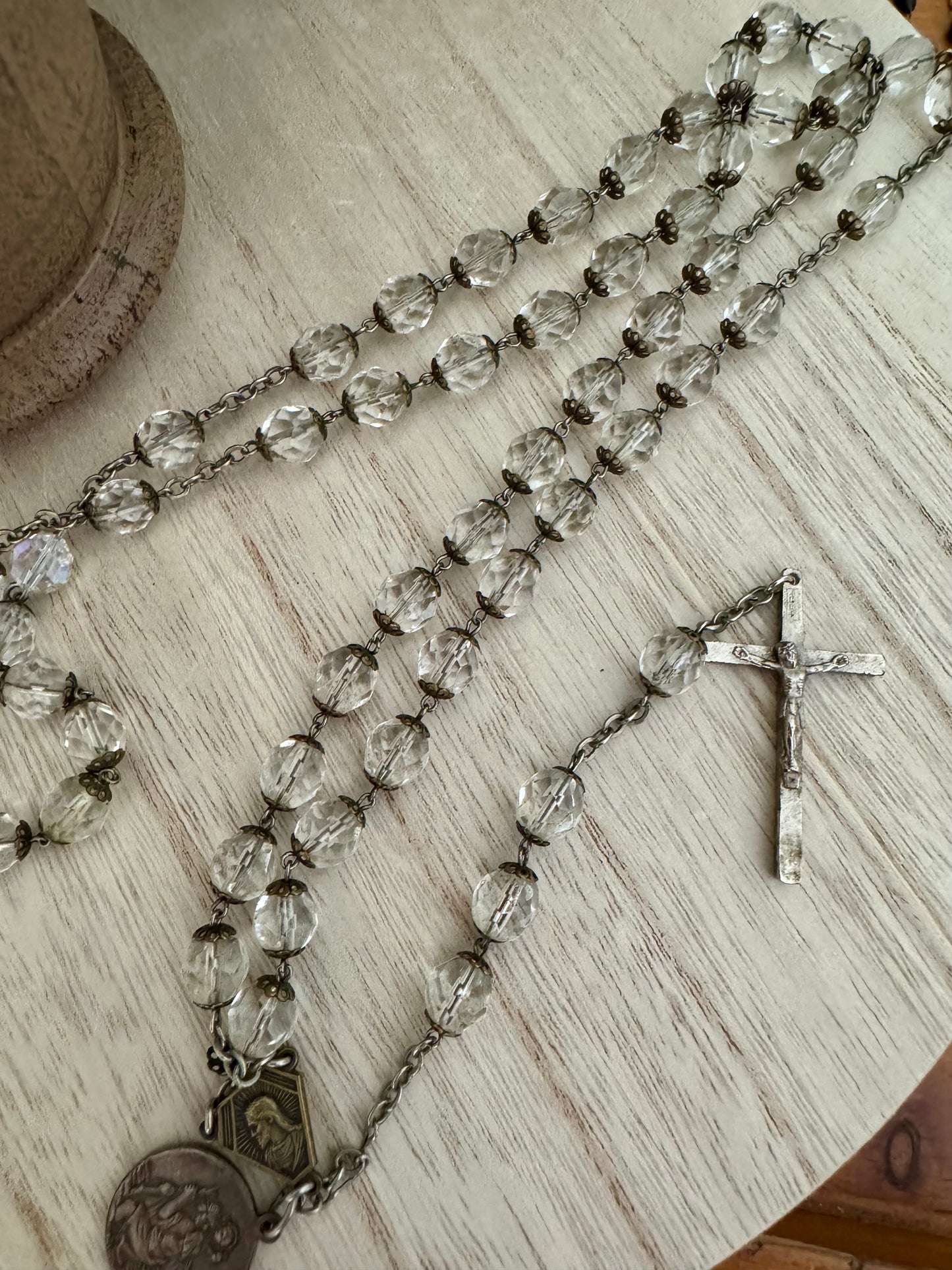 Vintage Italian Rosary – Crystal-Like Beads – 22"