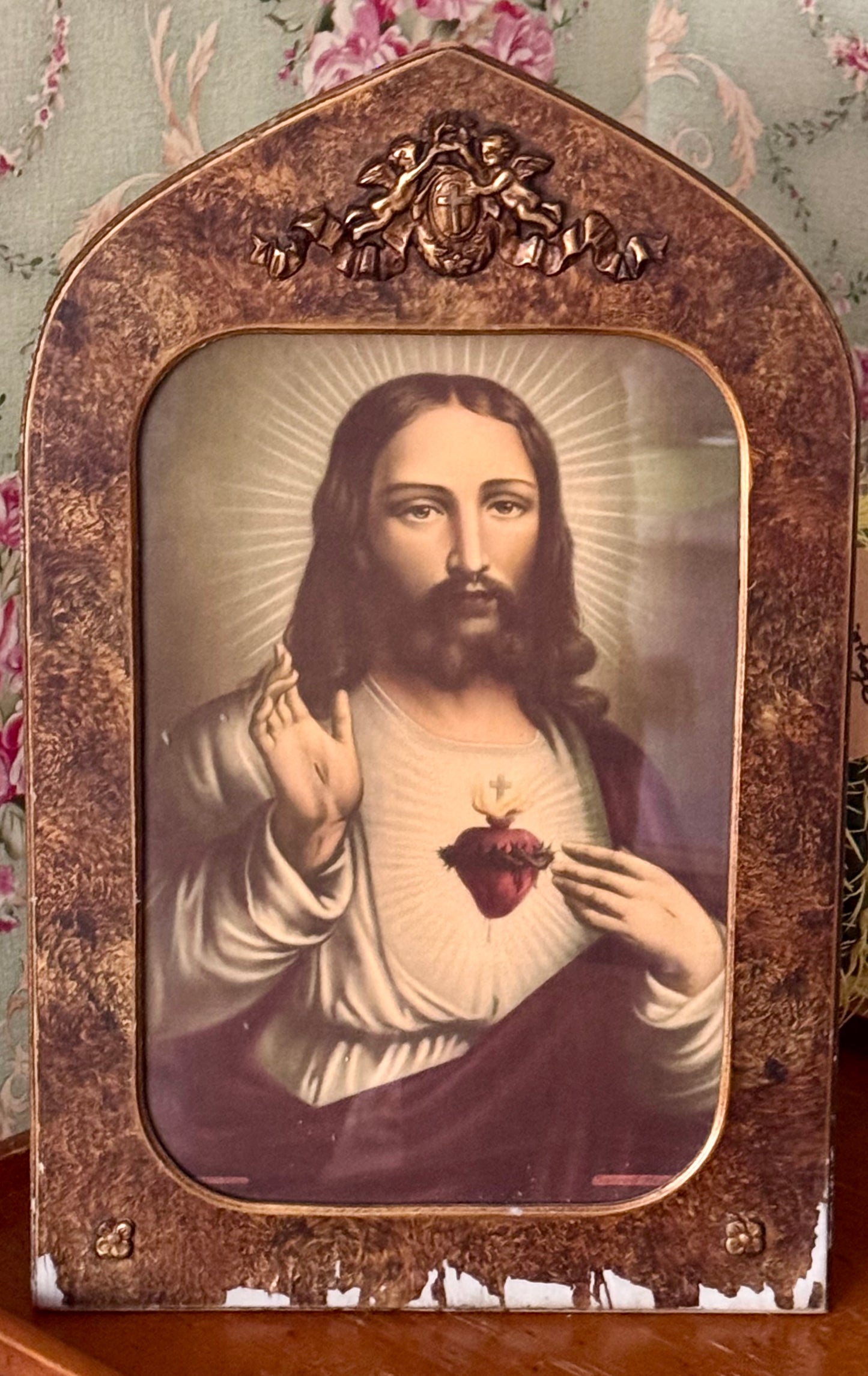 Vintage Sacred Heart Picture — 1930s–1950s