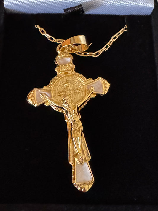 Gold Brazilian Crucifix Pendant Necklace