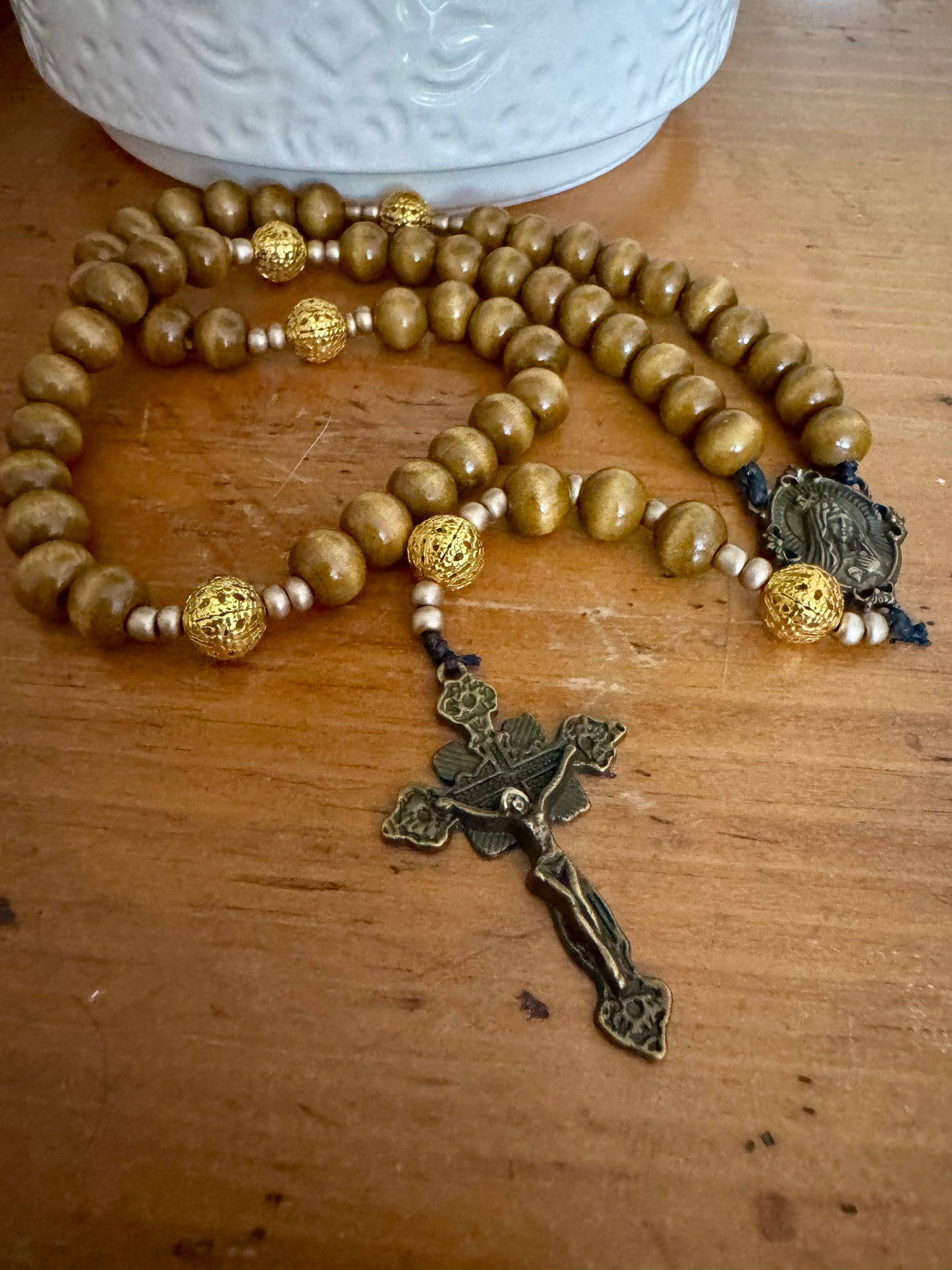 Handmade Wooden Rosary – Immaculate Heart of Mary, Pray for Us
