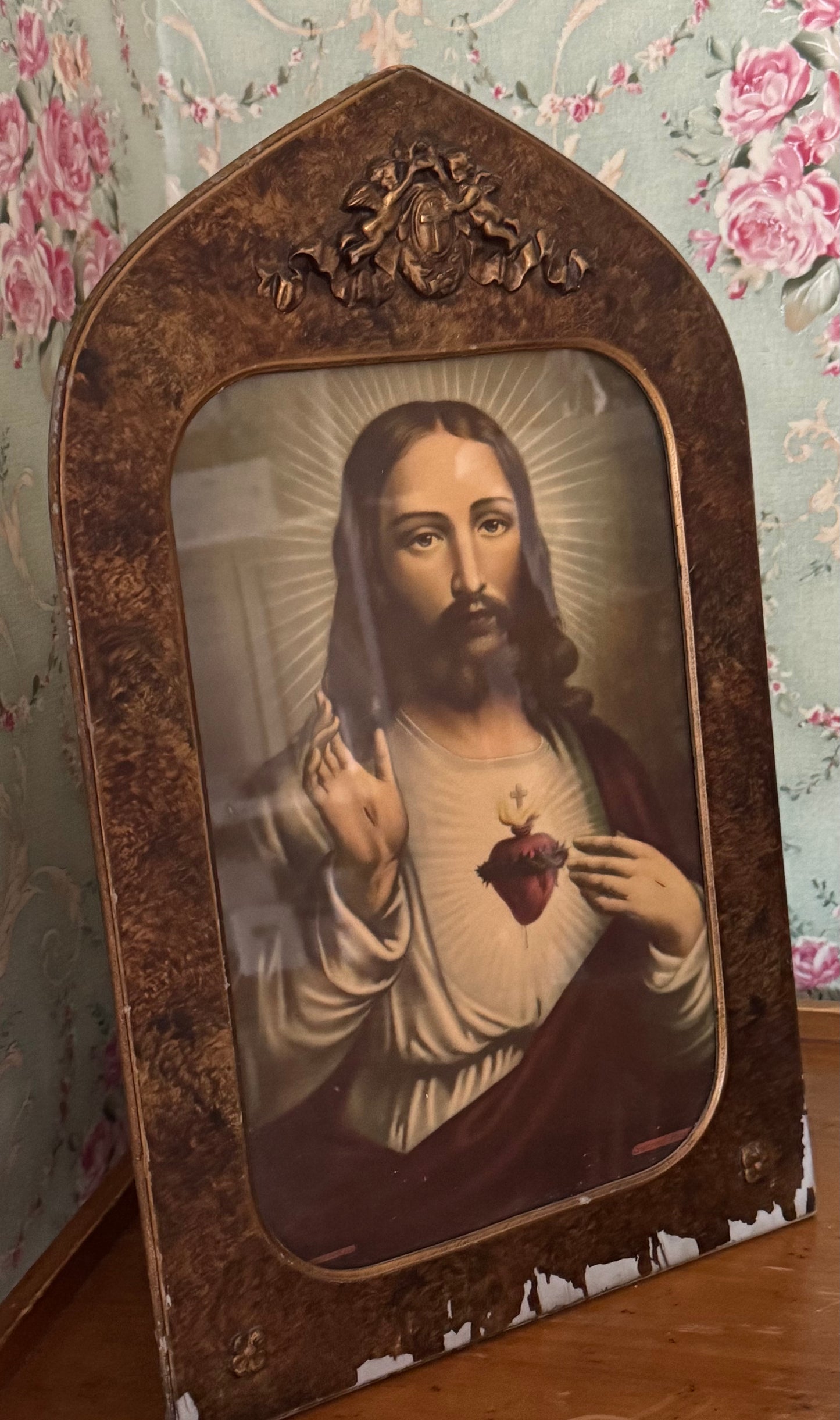 Vintage Sacred Heart Picture — 1930s–1950s