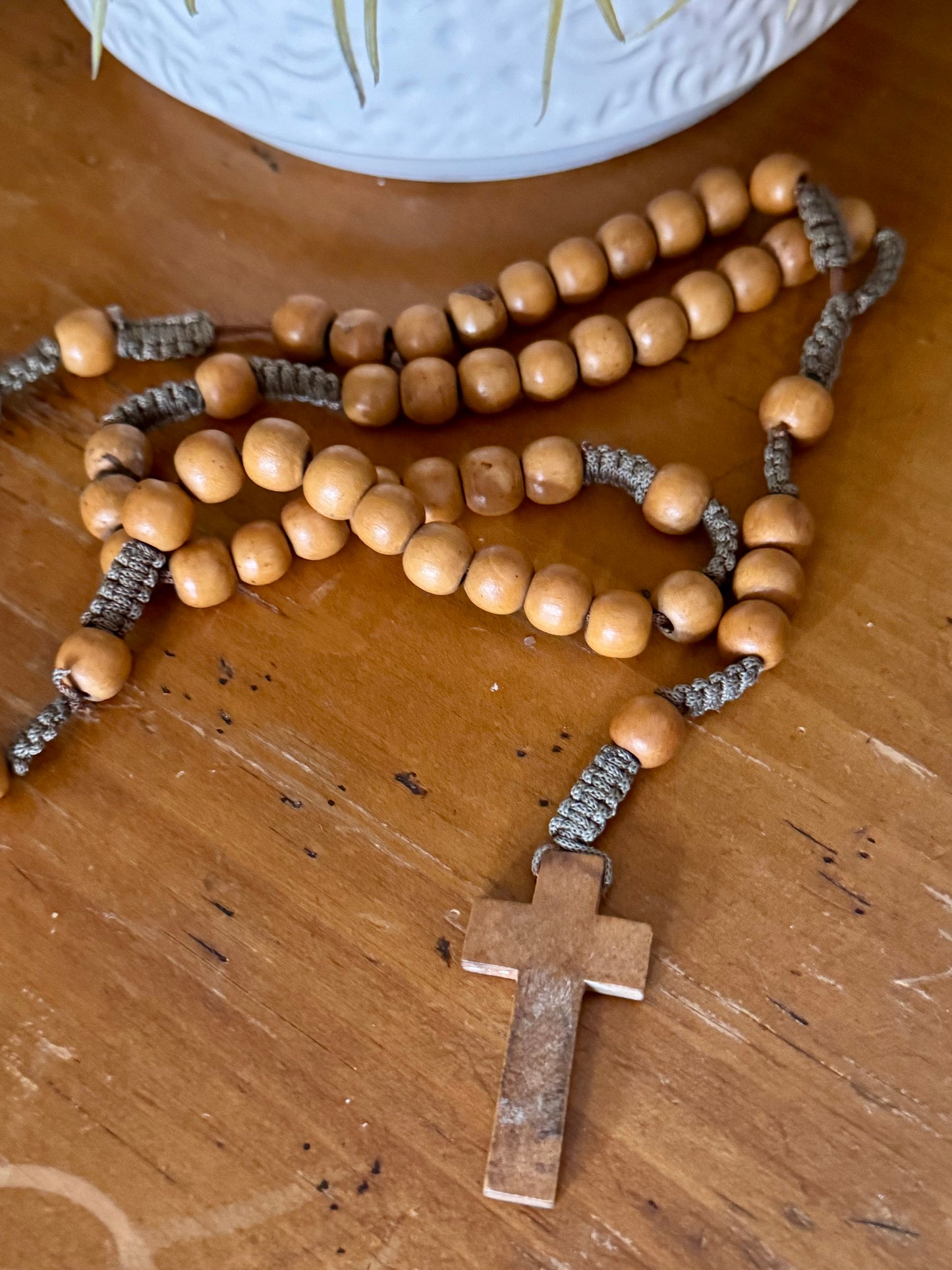 Vintage Wooden Rosary – 18.5 Inch