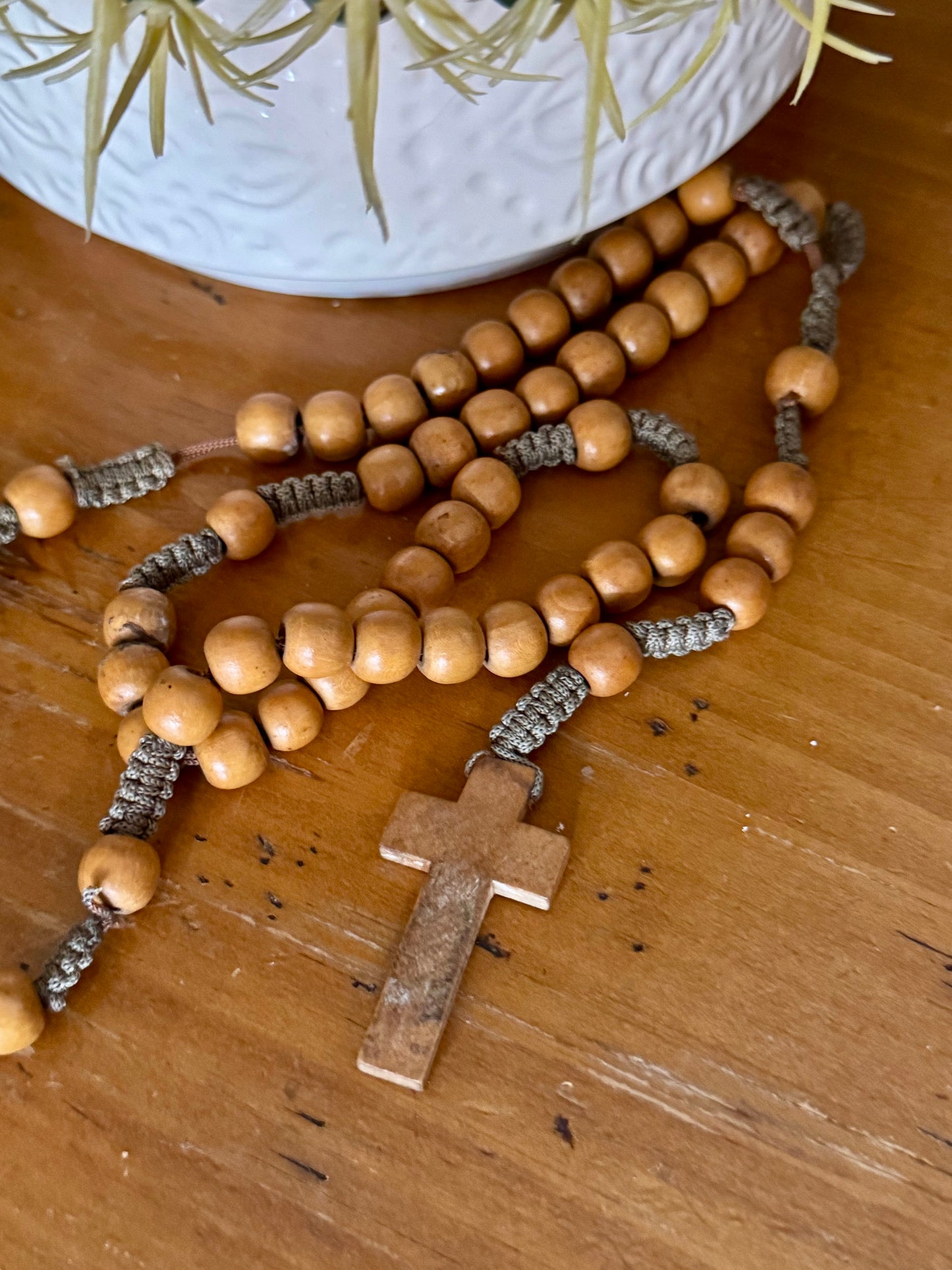 Vintage Wooden Rosary – 18.5 Inch