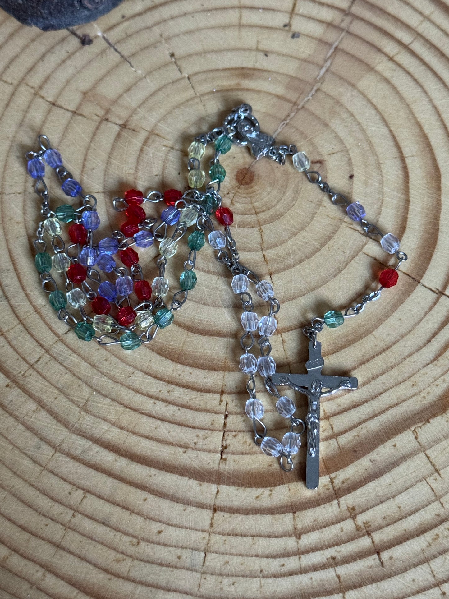 Multi-Colored Beaded Rosary with Crucifix