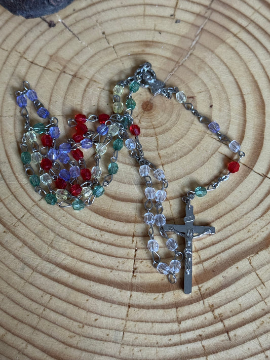 Multi-Colored Beaded Rosary with Crucifix