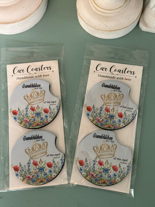 Adorable 2pc Neoprene Car Coasters – Fun and Functional!
