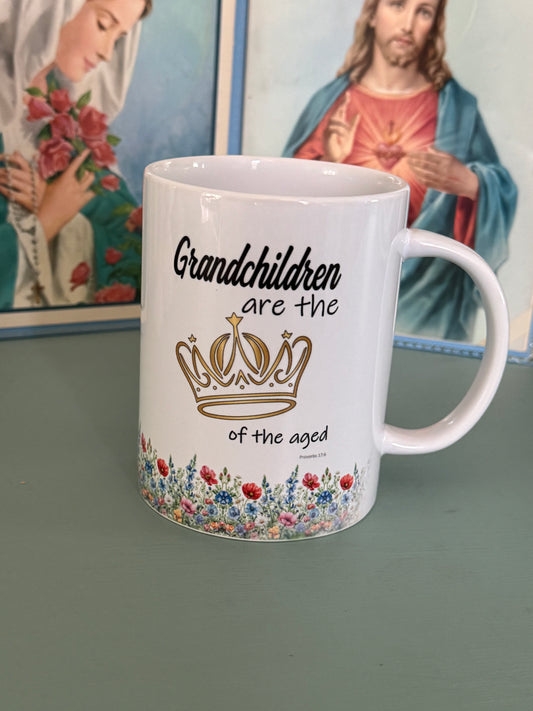 Lovely 15oz Coffee Mug - "Grandchildren Are the Crown of the Aged"
