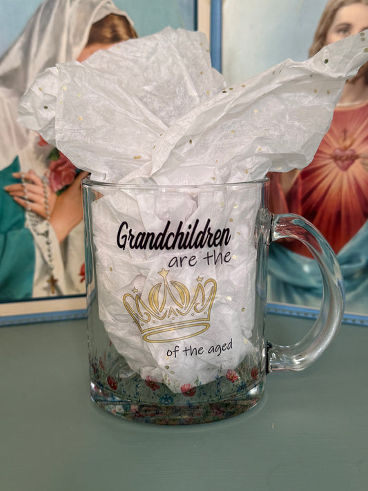 11oz Grandchildren Are the Crown Clear Coffee Cup