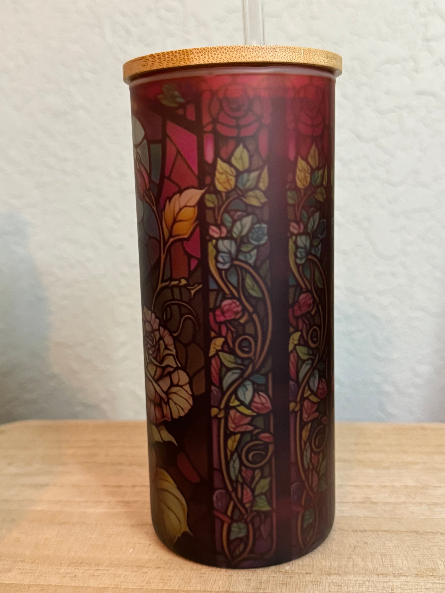 Gorgeous Frosted Rose Tumbler – 20oz with Bamboo Lid