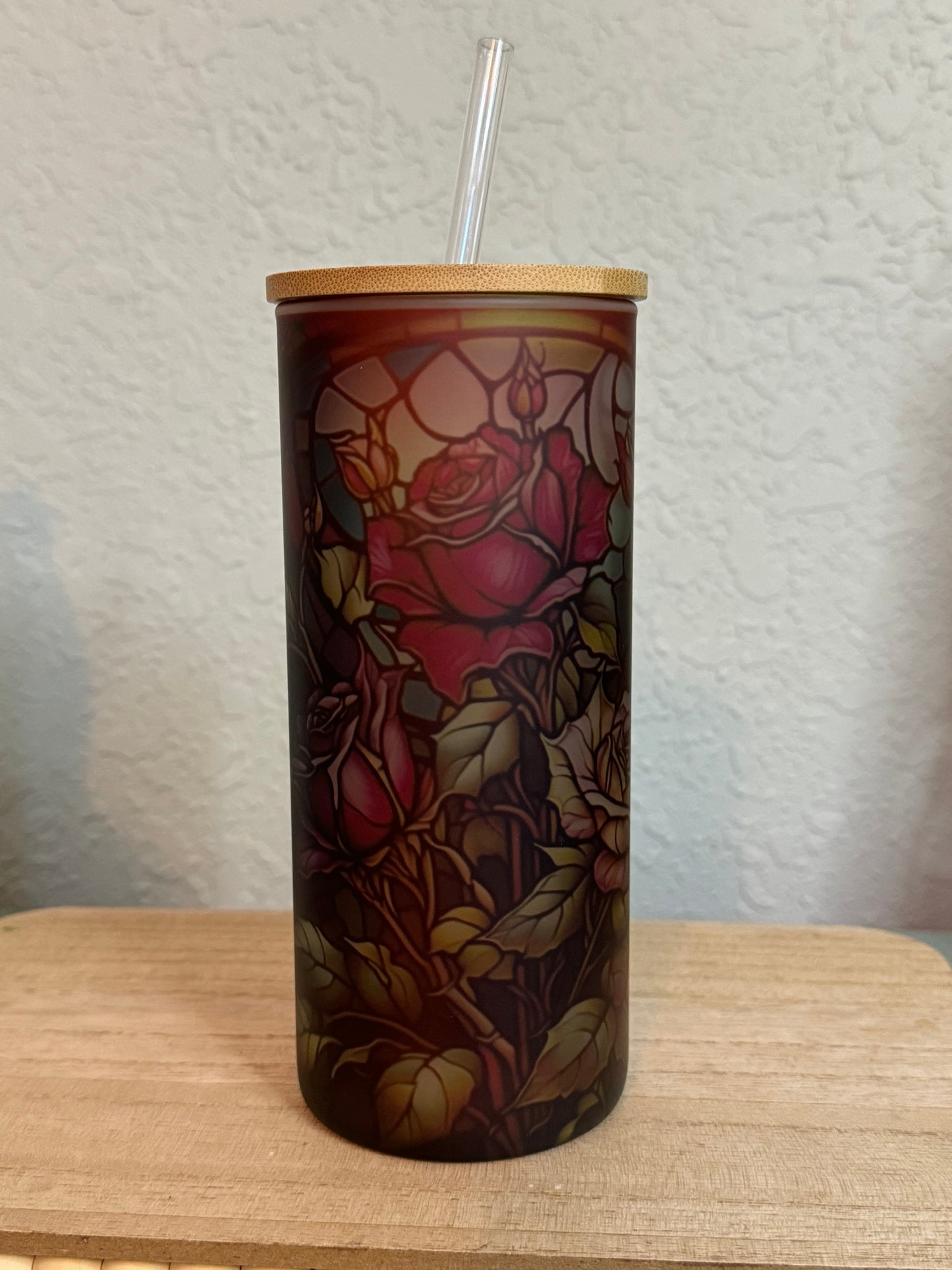 Gorgeous Frosted Rose Tumbler – 20oz with Bamboo Lid