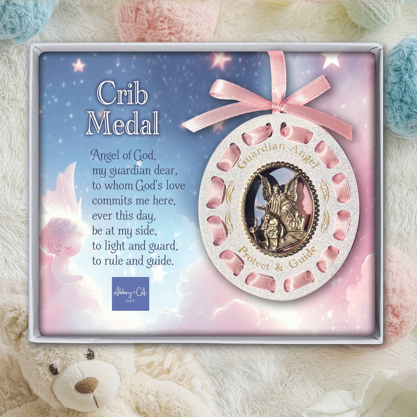 Blue or Pink Ribbon Crib Medal