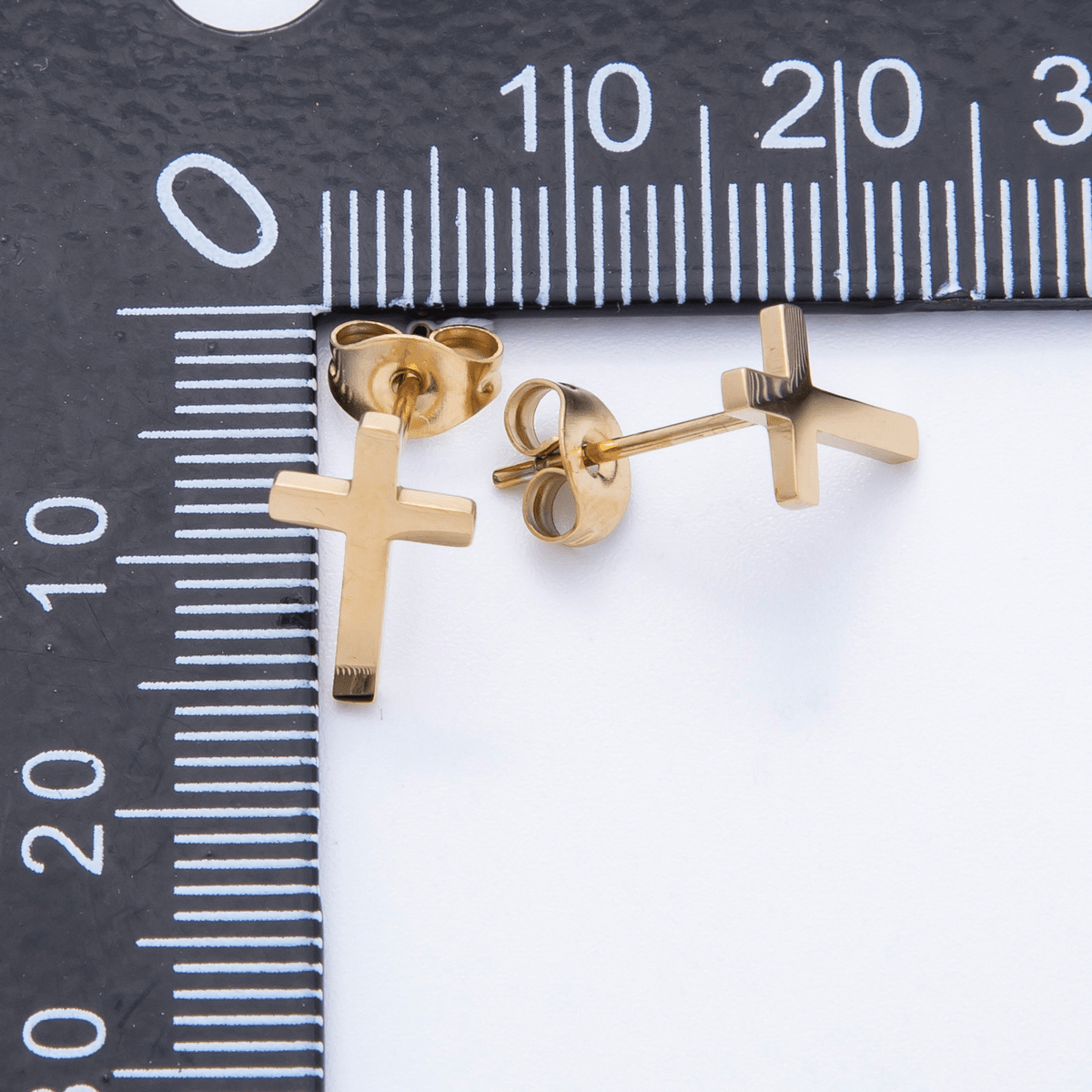18K Gold Stainless Steel Minimalist Cross Stud Earrings