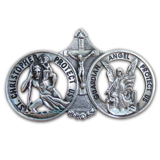 St. Christopher & Guardian Angel Visor Clip – Catholic Car Protection Gift